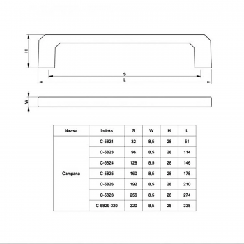 Uchwyt C-5823/96 Campana, satyna G5
